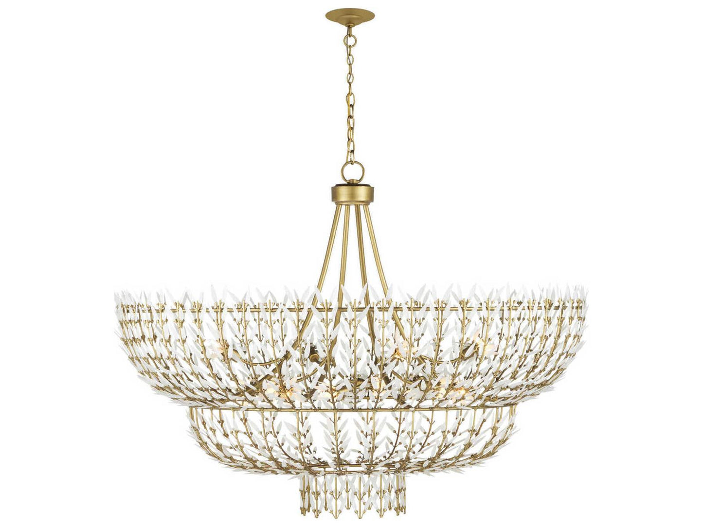 Currey & Company Currey and Company 12-Light Magnum Opus Waterfall Chandelier in Brass and White