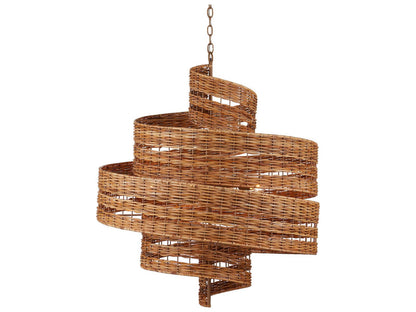 Currey & Company Currey and Company 5-Light Saisei Rattan Wrought Iron Chandelier in Natural Khaki