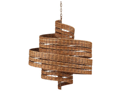 Currey & Company Currey and Company 5-Light Saisei Rattan Wrought Iron Chandelier in Natural Khaki