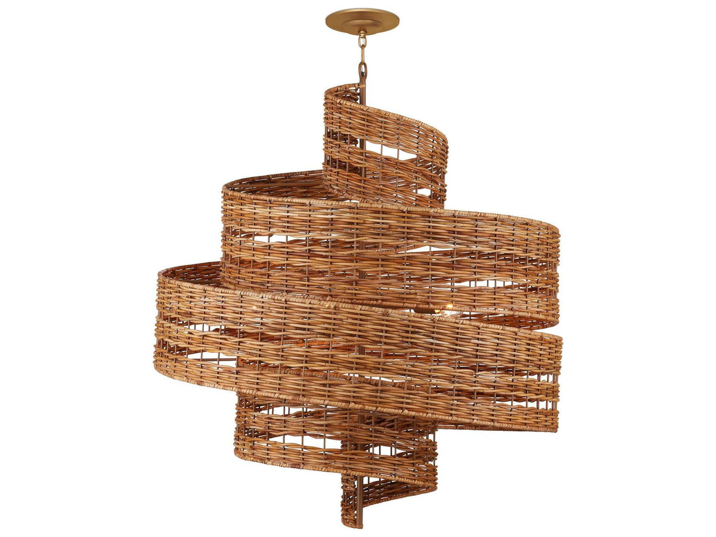 Currey & Company Currey and Company 5-Light Saisei Rattan Wrought Iron Chandelier in Natural Khaki