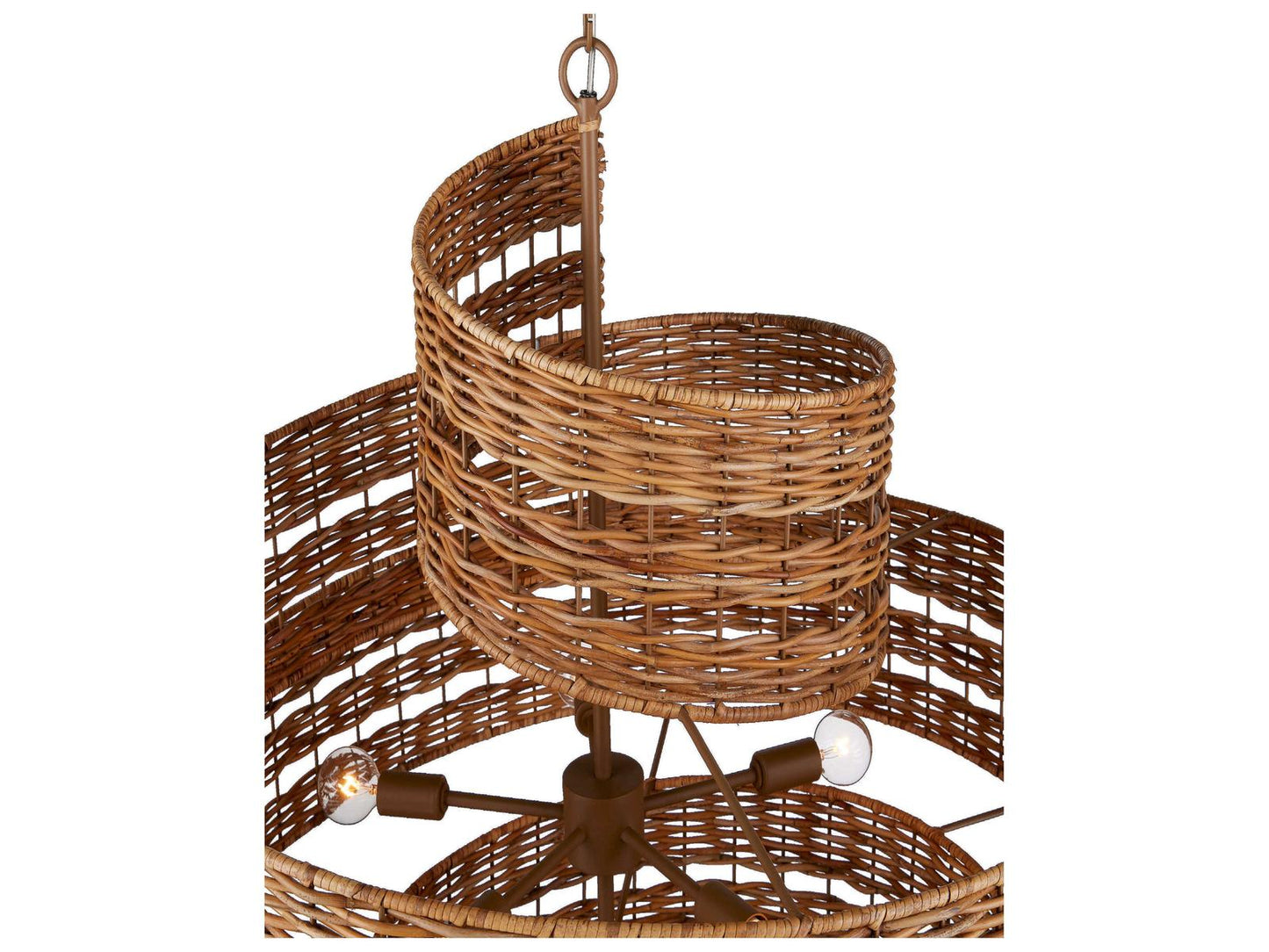 Currey & Company Currey and Company 5-Light Saisei Rattan Wrought Iron Chandelier in Natural Khaki