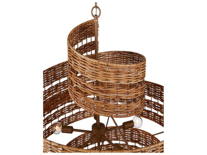Currey & Company Currey and Company 5-Light Saisei Rattan Wrought Iron Chandelier in Natural Khaki