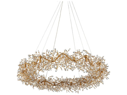 Currey & Company Currey and Company 24-Light Crystal Bud Grande Ring Chandelier in Clear and Brass