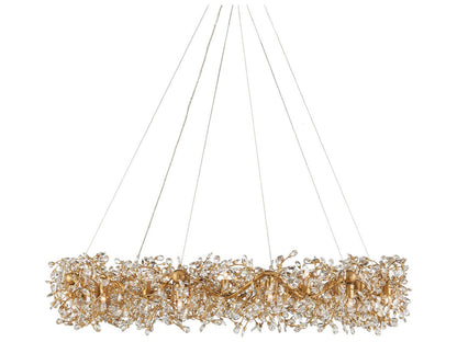 Currey & Company Currey and Company 24-Light Crystal Bud Grande Ring Chandelier in Clear and Brass