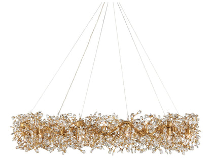Currey & Company Currey and Company 24-Light Crystal Bud Grande Ring Chandelier in Clear and Brass