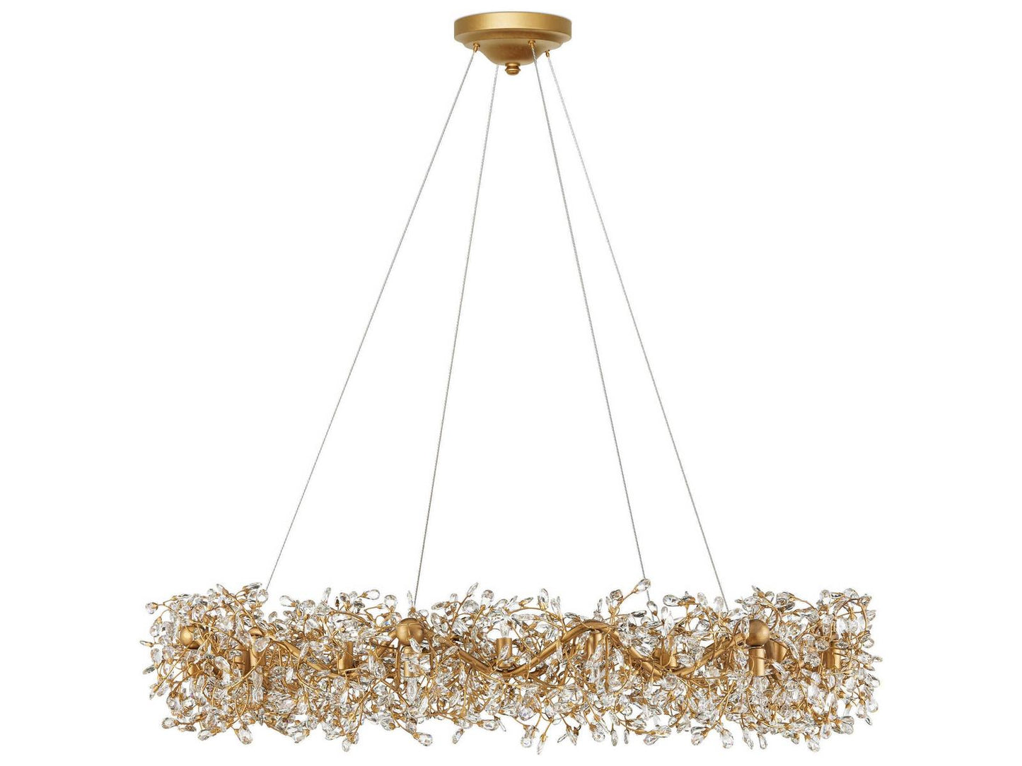 Currey & Company Currey and Company 24-Light Crystal Bud Grande Ring Chandelier in Clear and Brass