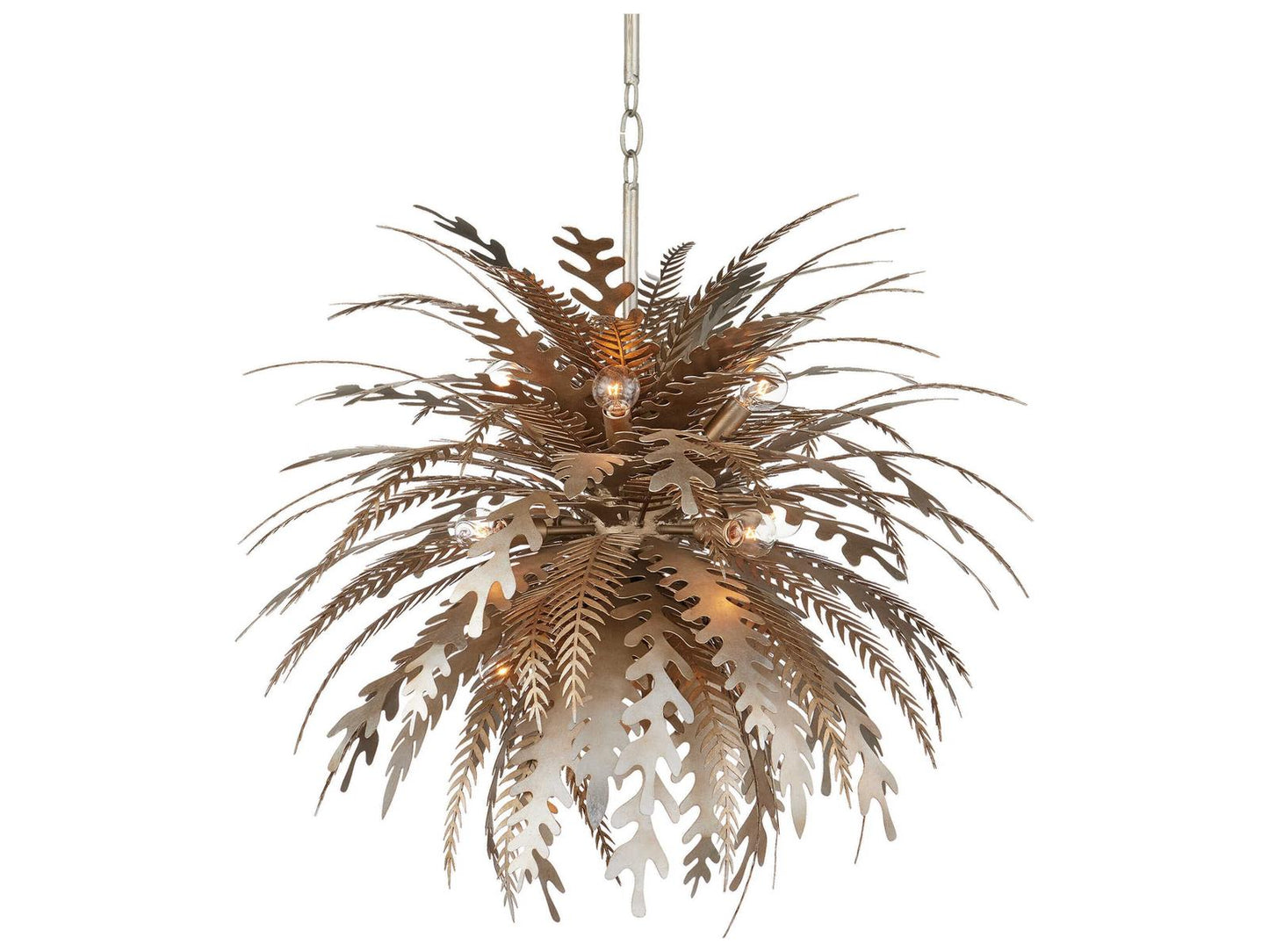 Currey & Company Currey and Company 12-Light Abyssinia Chandelier in Contemporary Silver Leaf Dark Silver Leaf