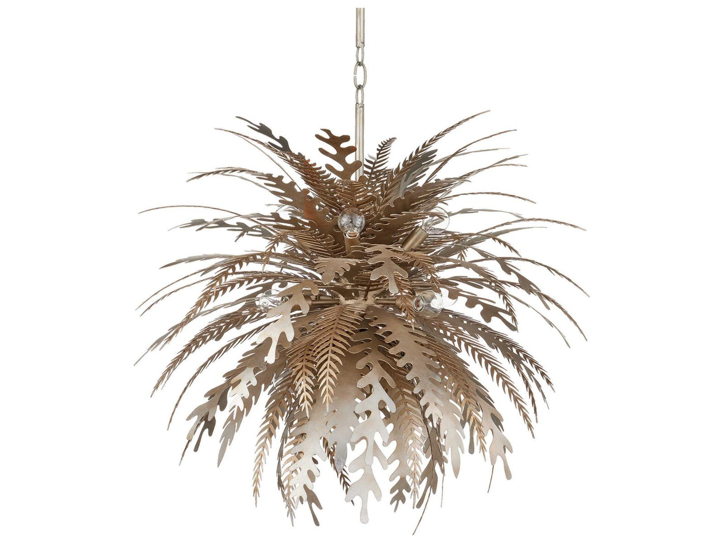 Currey & Company Currey and Company 12-Light Abyssinia Chandelier in Contemporary Silver Leaf Dark Silver Leaf