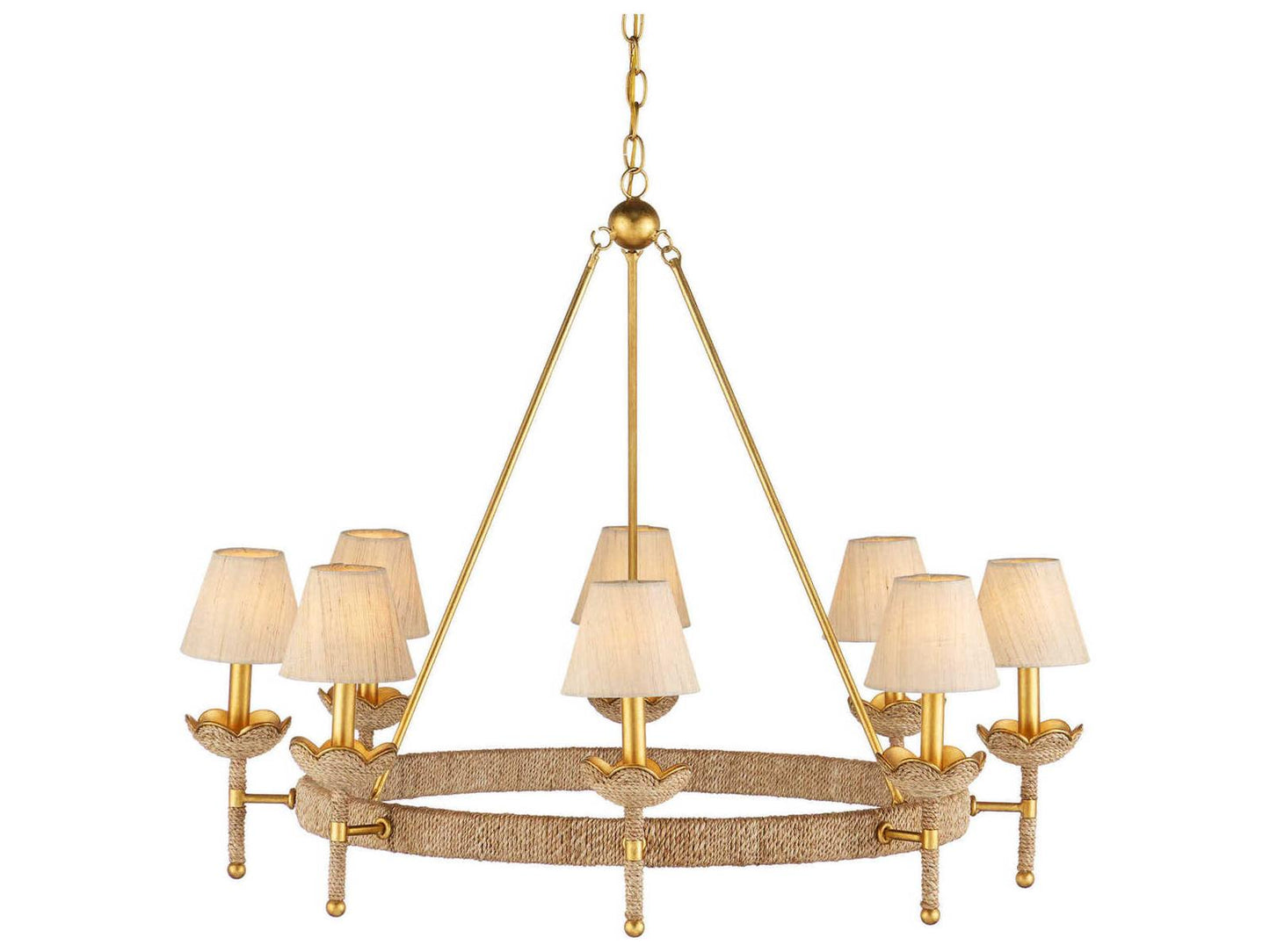Currey & Company Currey and Company 8-Light Vichy Chandelier in Natural Gold Leaf Finish