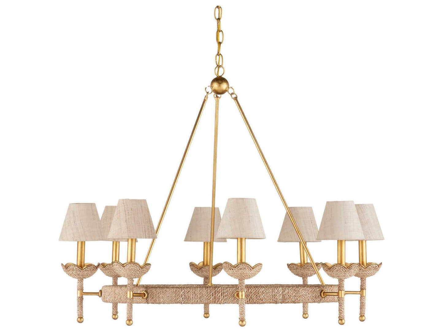 Currey & Company Currey and Company 8-Light Vichy Chandelier in Natural Gold Leaf Finish