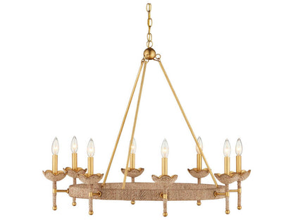 Currey & Company Currey and Company 8-Light Vichy Chandelier in Natural Gold Leaf Finish