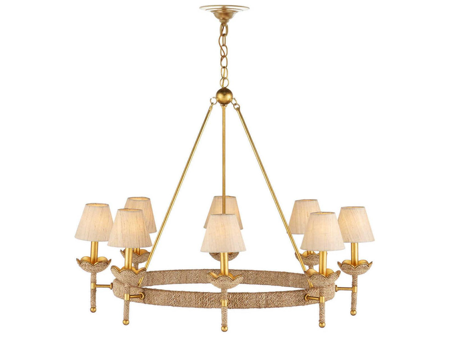 Currey & Company Currey and Company 8-Light Vichy Chandelier in Natural Gold Leaf Finish