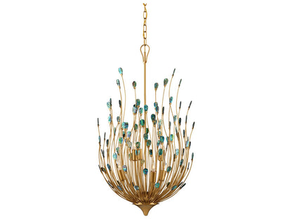 Currey & Company Currey and Company 6-Light Delphos Chandelier in Contemporary Gold with Natural Paua Shell