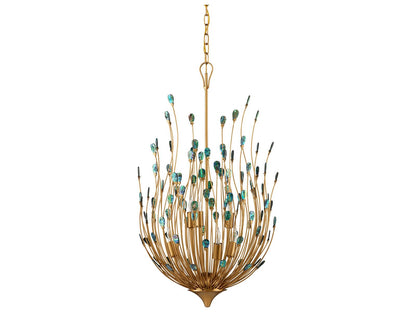 Currey & Company Currey and Company 6-Light Delphos Chandelier in Contemporary Gold with Natural Paua Shell