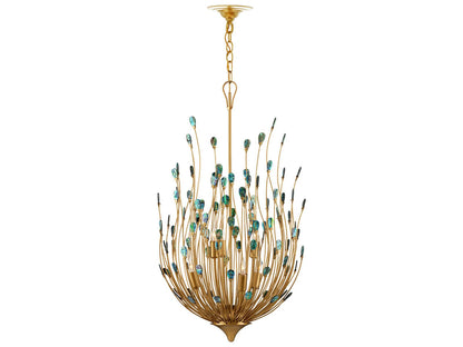 Currey & Company Currey and Company 6-Light Delphos Chandelier in Contemporary Gold with Natural Paua Shell