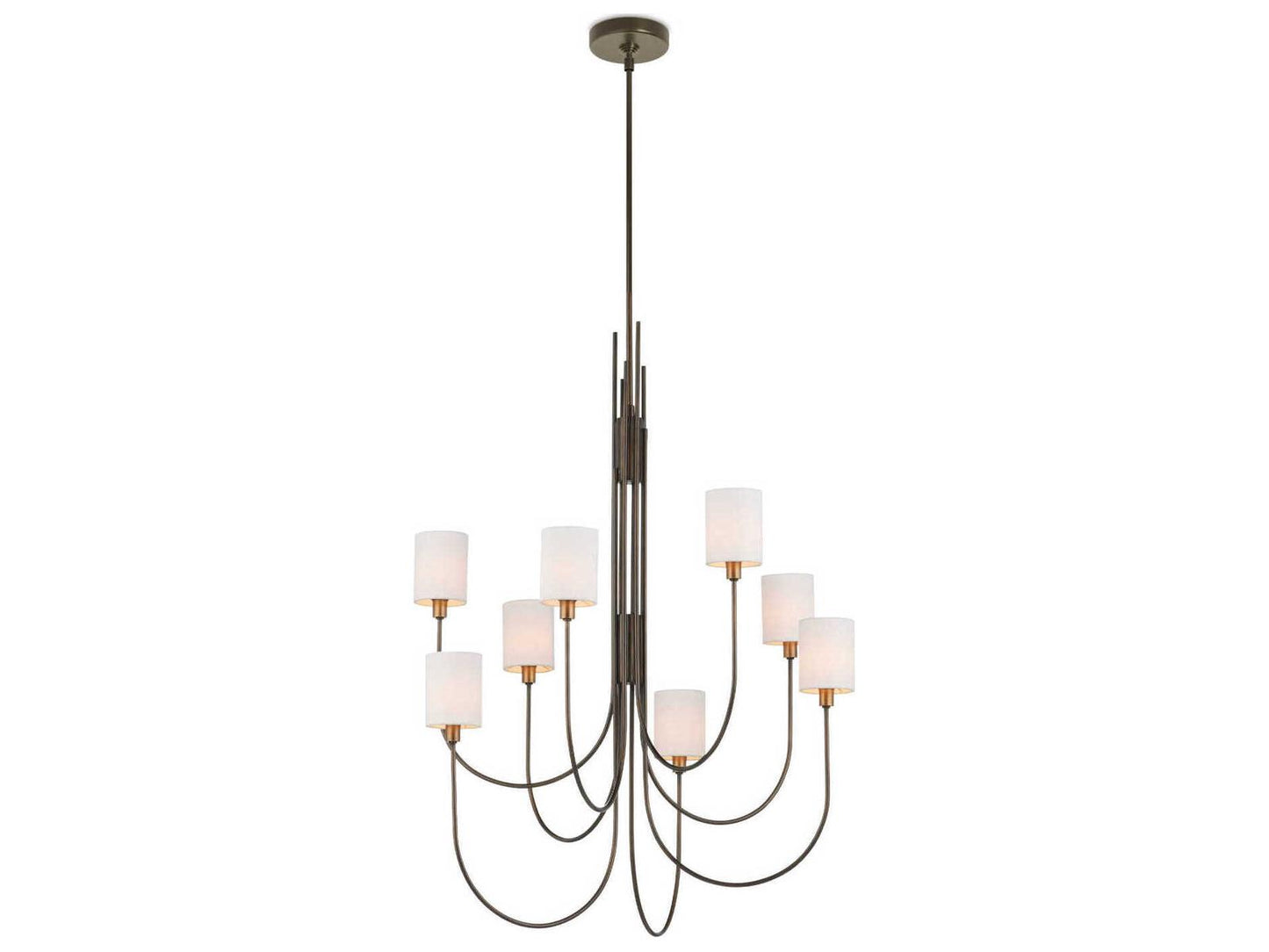 Currey & Company Currey and Company 8-Light Archetype Chandelier in Statuary Bronze and Antique Brass