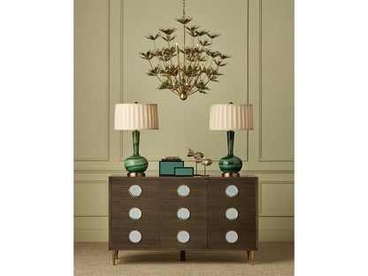 Currey & Company Currey and Company 9-Light Midsummer Chandelier in Gold and Green Glass