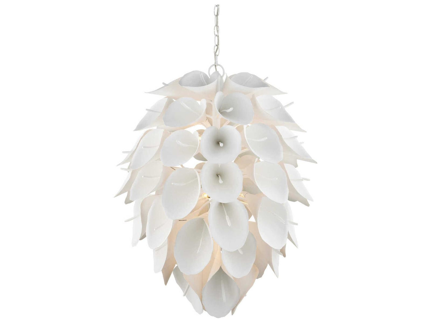 Currey & Company Currey and Company 9-Light Diego Chandelier in Gesso White Wrought Iron