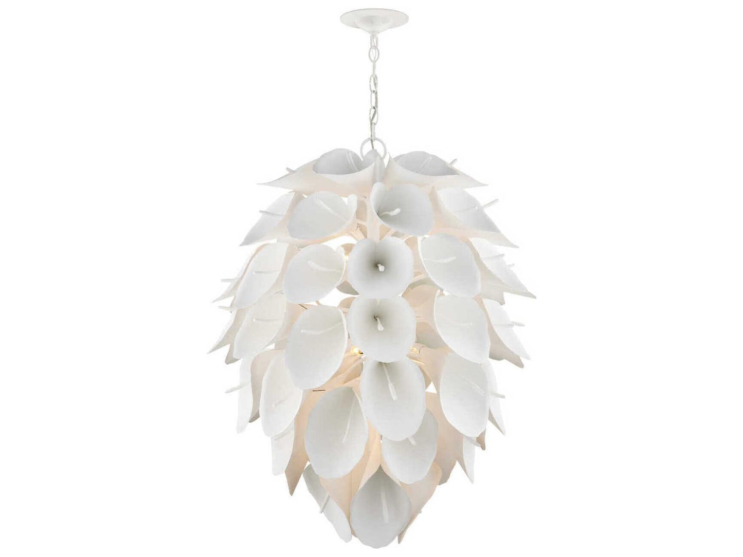 Currey & Company Currey and Company 9-Light Diego Chandelier in Gesso White Wrought Iron