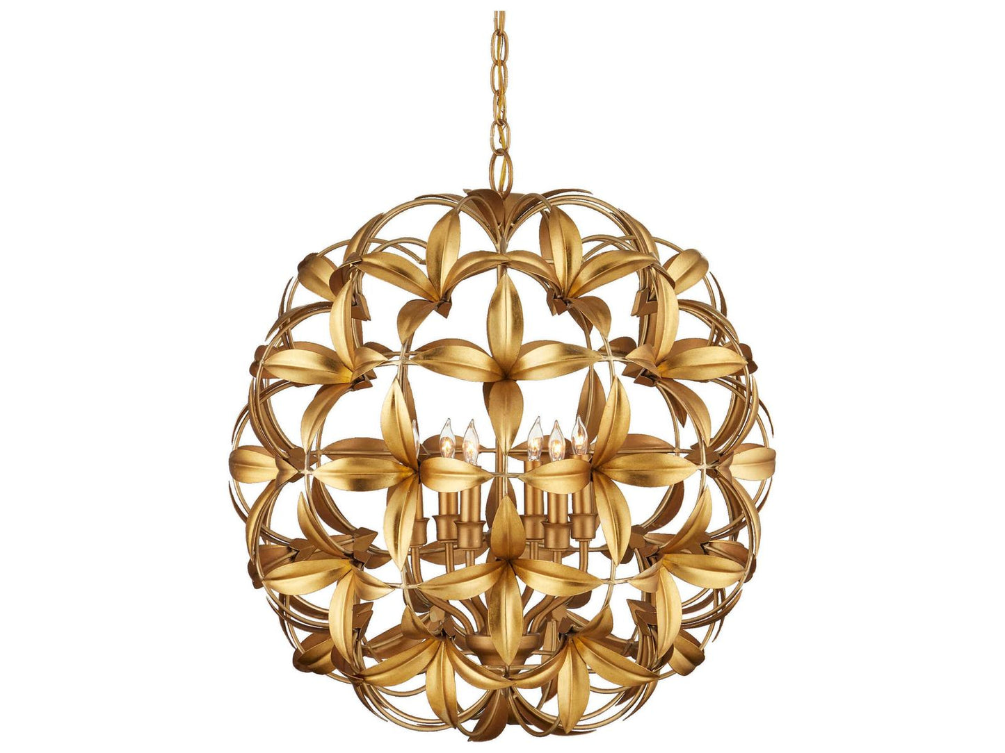 Currey & Company Currey and Company 6-Light Helenium Orb Chandelier in Contemporary Gold Leaf