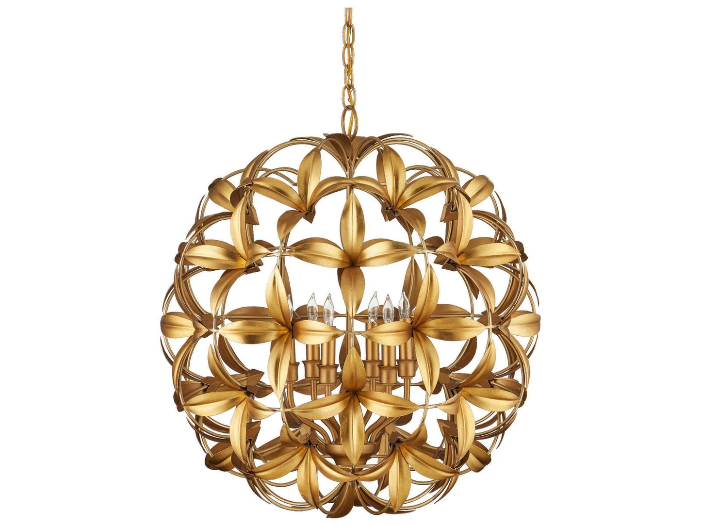 Currey & Company Currey and Company 6-Light Helenium Orb Chandelier in Contemporary Gold Leaf