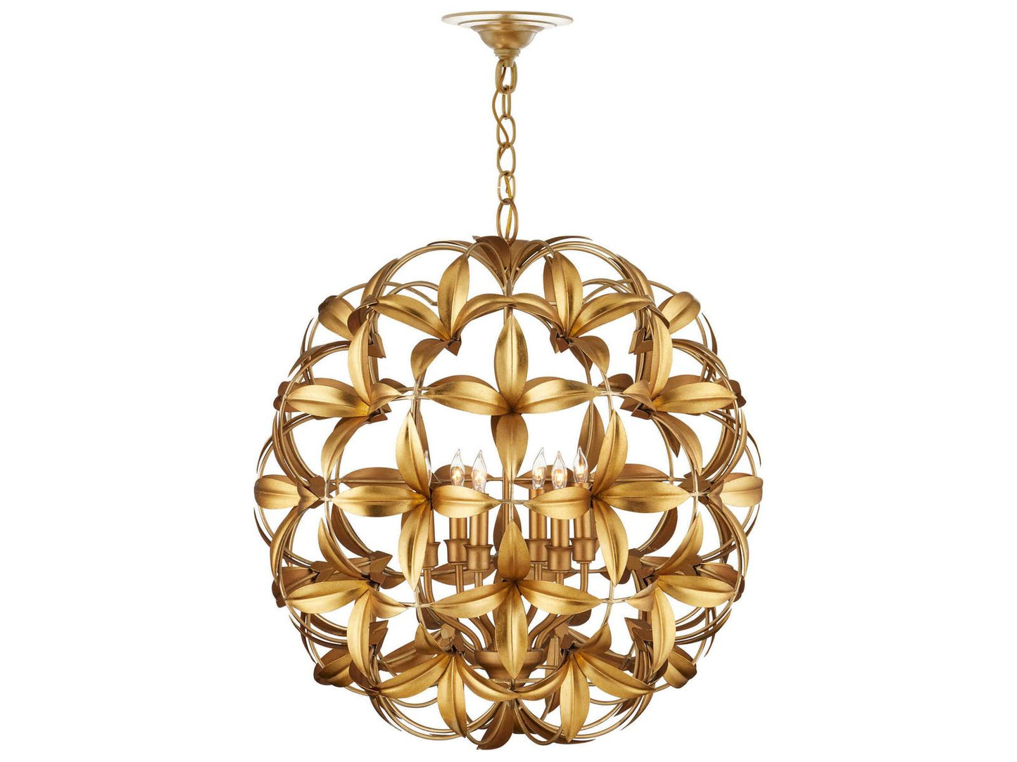 Currey & Company Currey and Company 6-Light Helenium Orb Chandelier in Contemporary Gold Leaf
