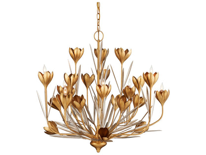 Currey & Company Currey and Company Hortensia 9-Light Chandelier in Contemporary Gold and Silver Leaf