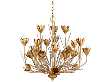 Currey & Company Currey and Company Hortensia 9-Light Chandelier in Contemporary Gold and Silver Leaf
