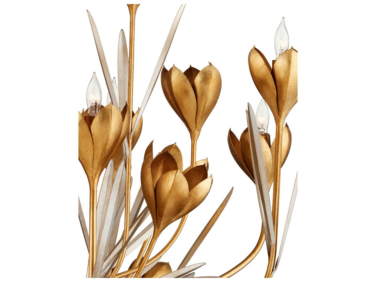 Currey & Company Currey and Company Hortensia 9-Light Chandelier in Contemporary Gold and Silver Leaf