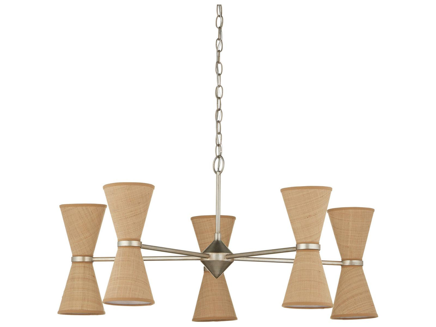Currey & Company Currey and Company Pennyworth 10-Light Chandelier in Contemporary Silver Leaf and Natural