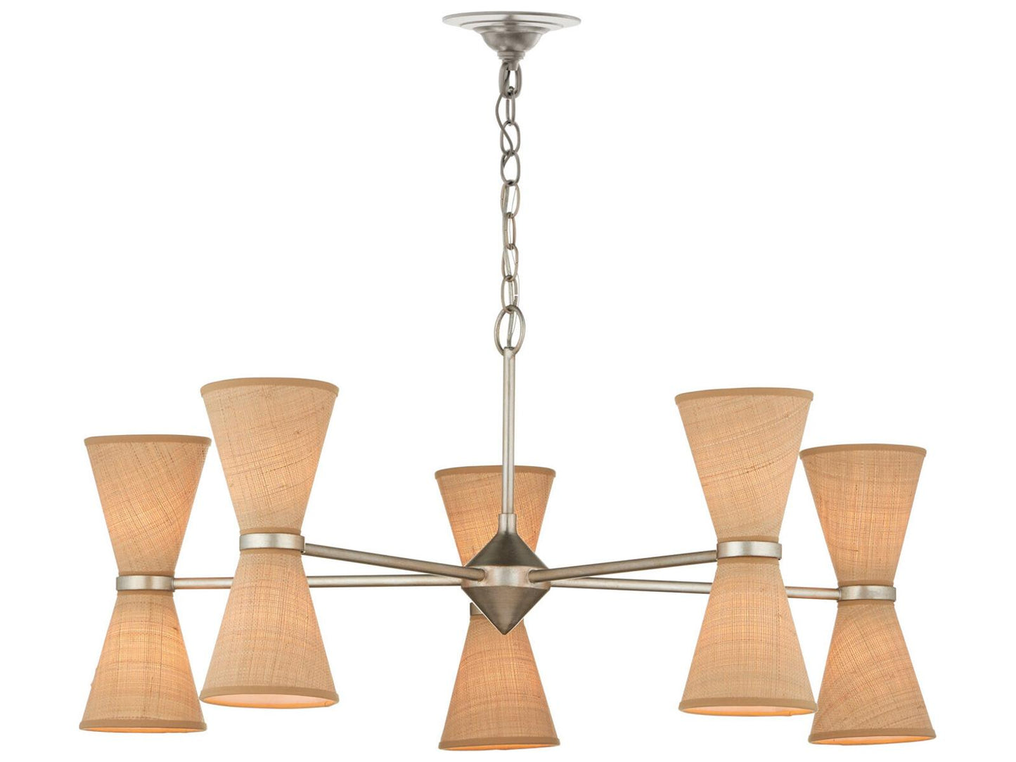 Currey & Company Currey and Company Pennyworth 10-Light Chandelier in Contemporary Silver Leaf and Natural