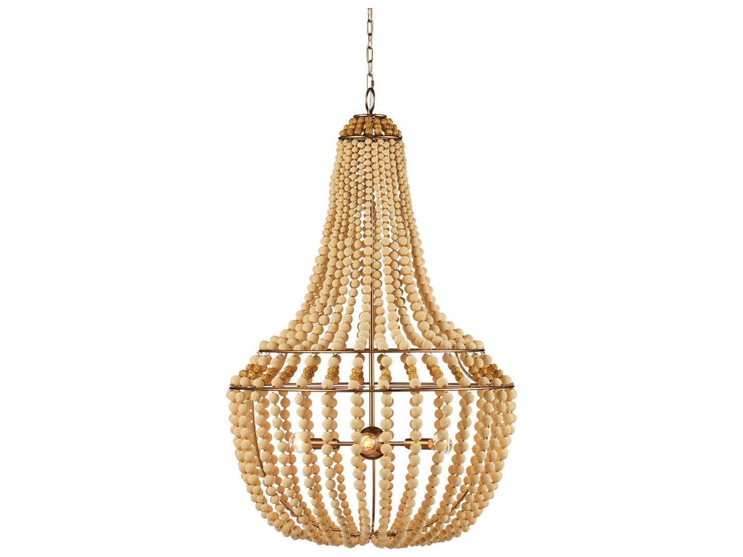 Currey & Company Currey and Company 6-Light Penelope Chandelier Beige and Antique Brass