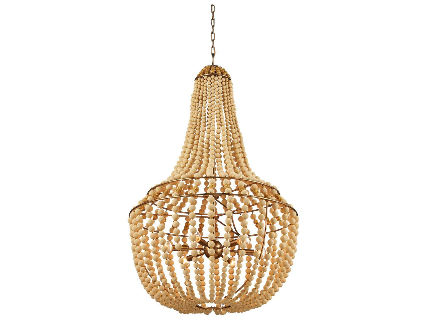 Currey & Company Currey and Company 6-Light Penelope Chandelier Beige and Antique Brass