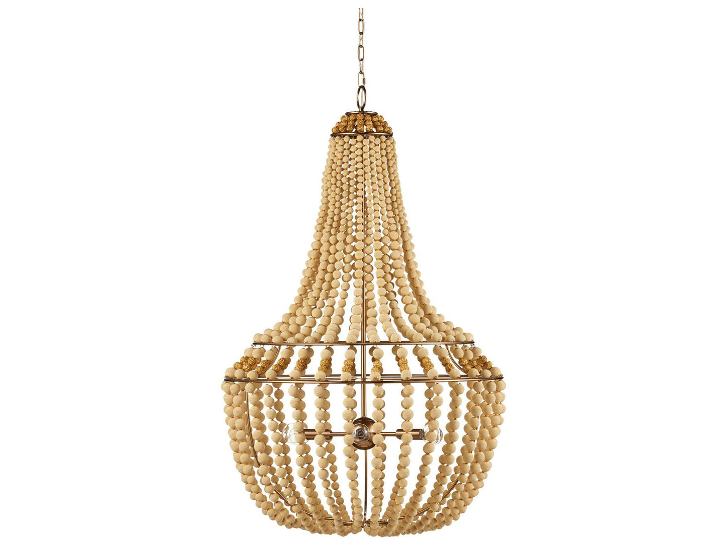 Currey & Company Currey and Company 6-Light Penelope Chandelier Beige and Antique Brass