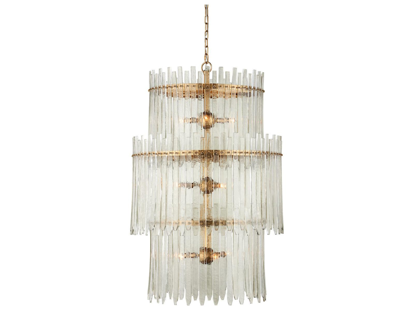 Currey & Company Currey and Company Electra 9-Light Three-Tier Chandelier in Clear Antique Brass