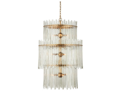Currey & Company Currey and Company Electra 9-Light Three-Tier Chandelier in Clear Antique Brass