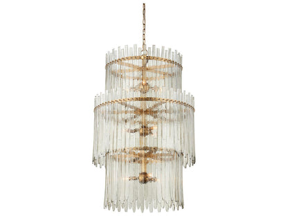 Currey & Company Currey and Company Electra 9-Light Three-Tier Chandelier in Clear Antique Brass