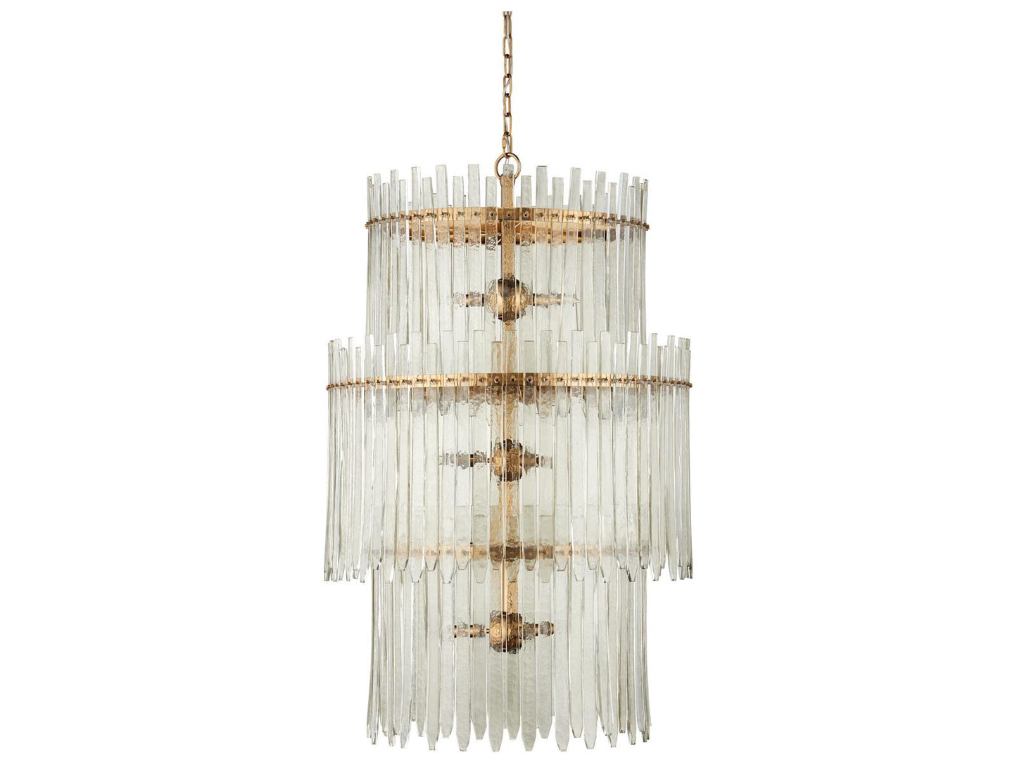 Currey & Company Currey and Company Electra 9-Light Three-Tier Chandelier in Clear Antique Brass
