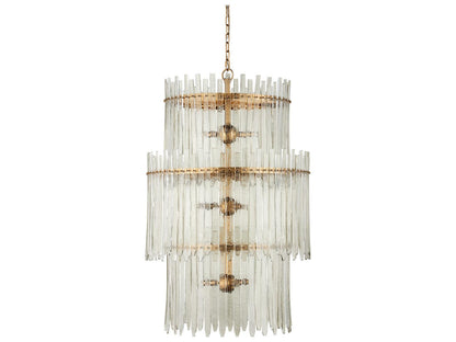 Currey & Company Currey and Company Electra 9-Light Three-Tier Chandelier in Clear Antique Brass