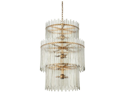 Currey & Company Currey and Company Electra 9-Light Three-Tier Chandelier in Clear Antique Brass