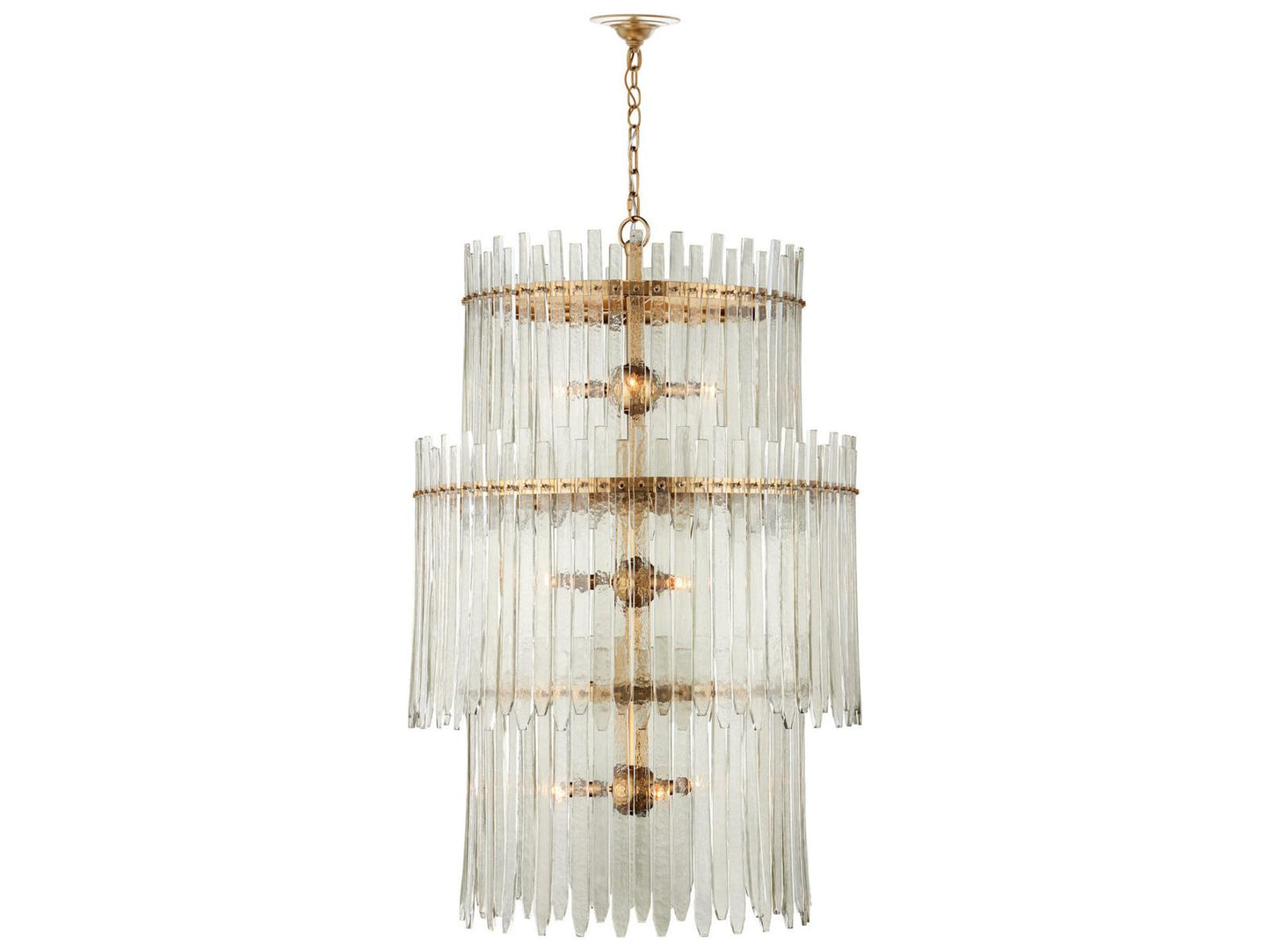 Currey & Company Currey and Company Electra 9-Light Three-Tier Chandelier in Clear Antique Brass