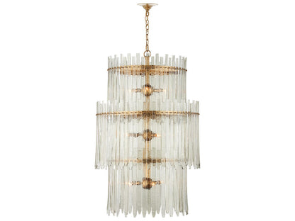 Currey & Company Currey and Company Electra 9-Light Three-Tier Chandelier in Clear Antique Brass