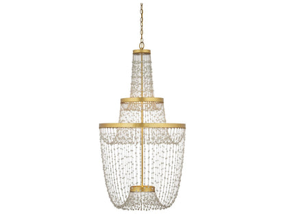 Currey & Company Currey and Company Mademoiselle Grande 3-Light Chandelier in Contemporary Gold Leaf and Glass Beads