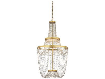 Currey & Company Currey and Company Mademoiselle Grande 3-Light Chandelier in Contemporary Gold Leaf and Glass Beads