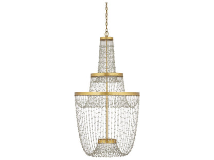 Currey & Company Currey and Company Mademoiselle Grande 3-Light Chandelier in Contemporary Gold Leaf and Glass Beads