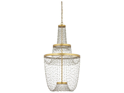 Currey & Company Currey and Company Mademoiselle Grande 3-Light Chandelier in Contemporary Gold Leaf and Glass Beads