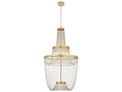 Currey & Company Currey and Company Mademoiselle Grande 3-Light Chandelier in Contemporary Gold Leaf and Glass Beads