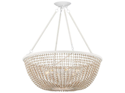 Currey & Company Currey and Company Wychwood 6-Light Chandelier in Sugar White and Sandstone