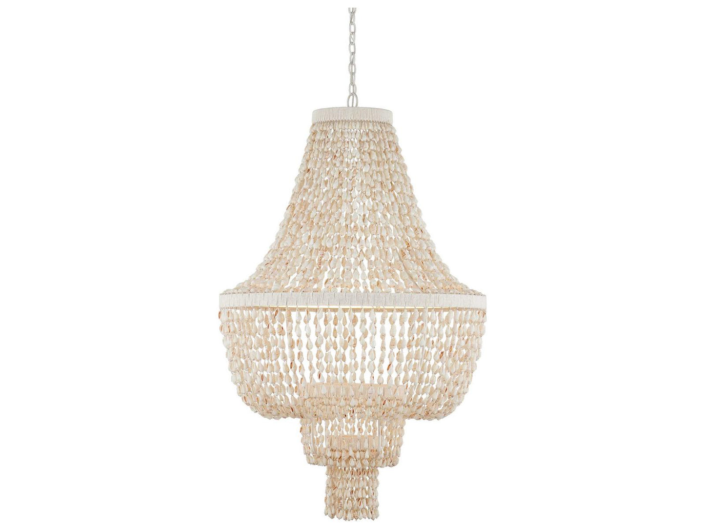 Currey & Company Currey and Company Cybele 2-Light Chandelier in Natural Pearlized White Shell and Twine