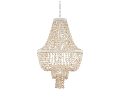 Currey & Company Currey and Company Cybele 2-Light Chandelier in Natural Pearlized White Shell and Twine